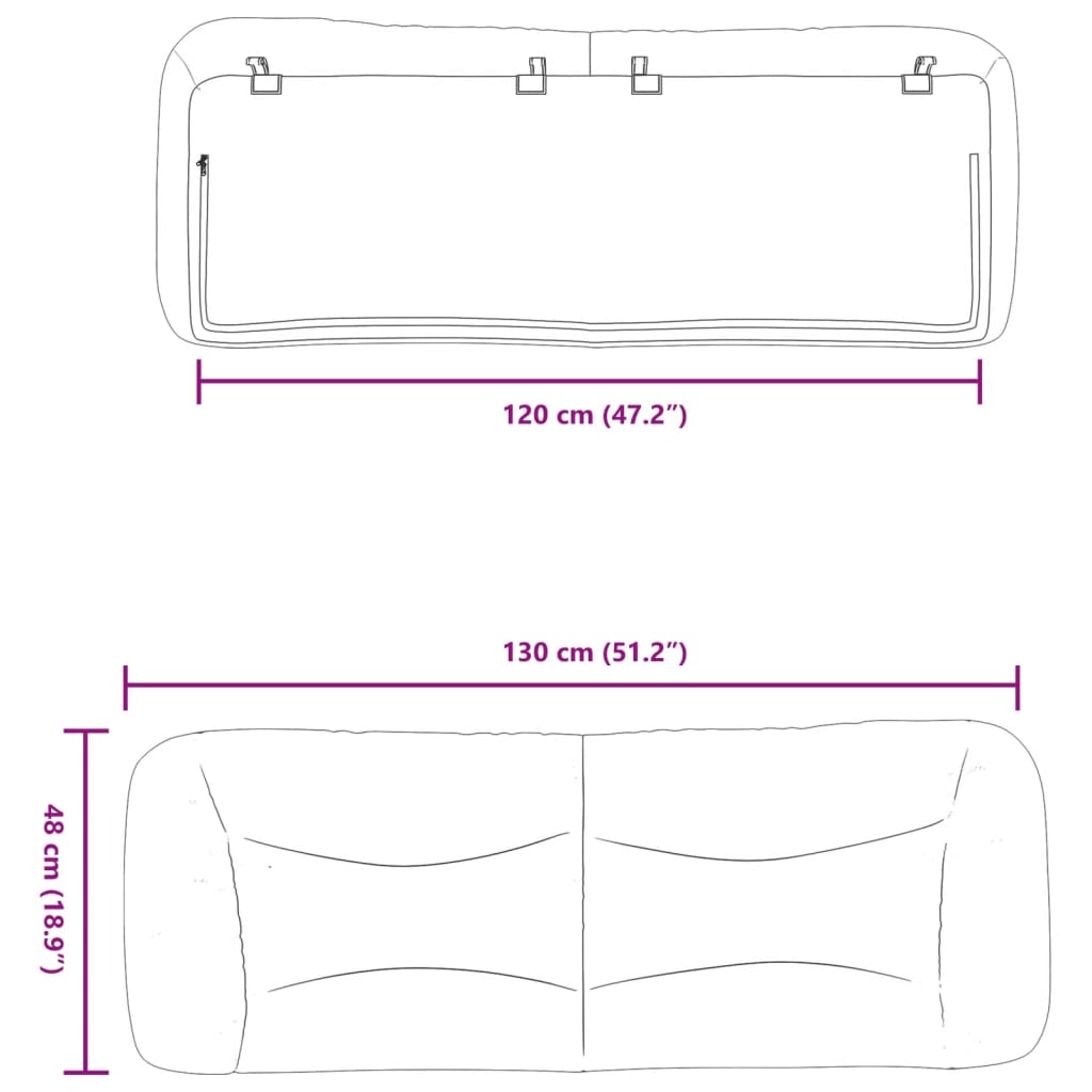 Cuscino Testiera Grigio Scuro 120 cm in Tessuto 374562