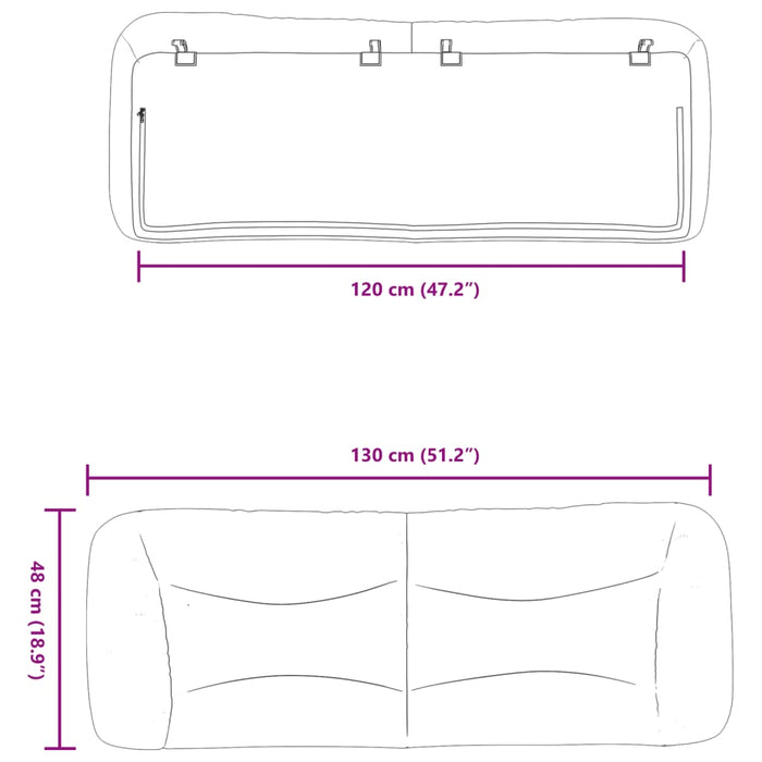 Cuscino Testiera Marrone Scuro 120 cm in Tessuto 374564