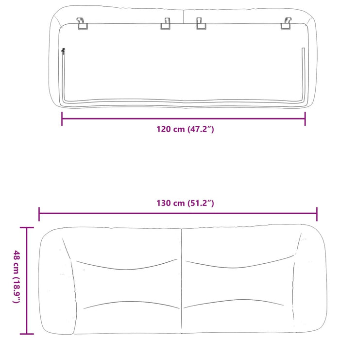 Cuscino Testiera Tortora 120 cm in Tessuto 374565