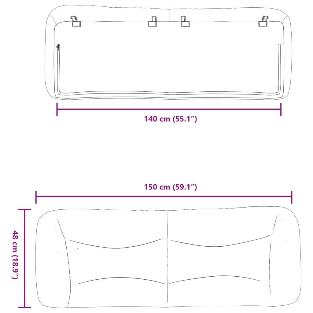 Cuscino Testiera Marrone 140 cm in Similpelle 374585