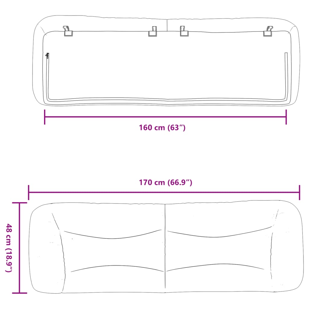 Cuscino Testiera Marrone Scuro 160 cm in Tessuto 374591