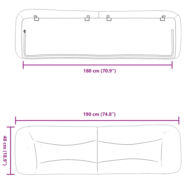 Cuscino Testiera Grigio Scuro 180 cm in Tessuto 374601