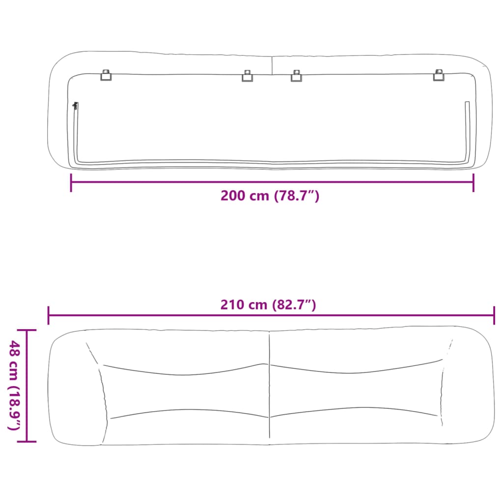 Cuscino Testiera Grigio Chiaro 200 cm in Tessuto 374616