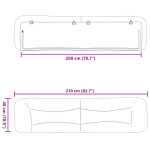 Cuscino Testiera Grigio Chiaro 200 cm in Tessuto 374616