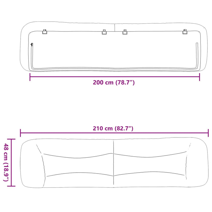 Cuscino Testiera Tortora 200 cm in Tessuto 374620