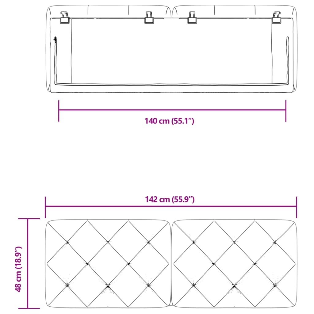 Cuscino Testiera Rosa 140 cm in Velluto 374732