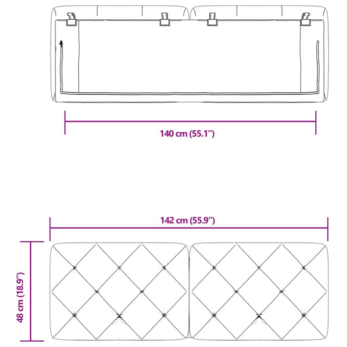 Cuscino Testiera Rosa 140 cm in Velluto 374732