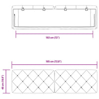 Cuscino Testiera Blu 180 cm in Velluto 374743