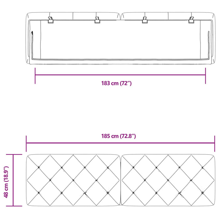 Cuscino Testiera Blu 180 cm in Velluto 374743