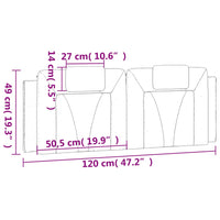 Cuscino Testiera Grigio 120 cm in Similpelle 374784