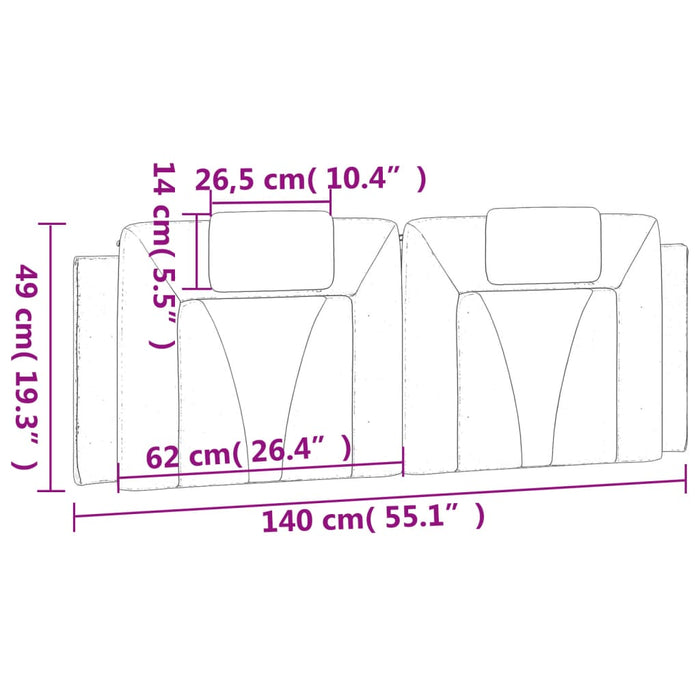 Cuscino Testiera Bianco 140 cm in Similpelle 374791