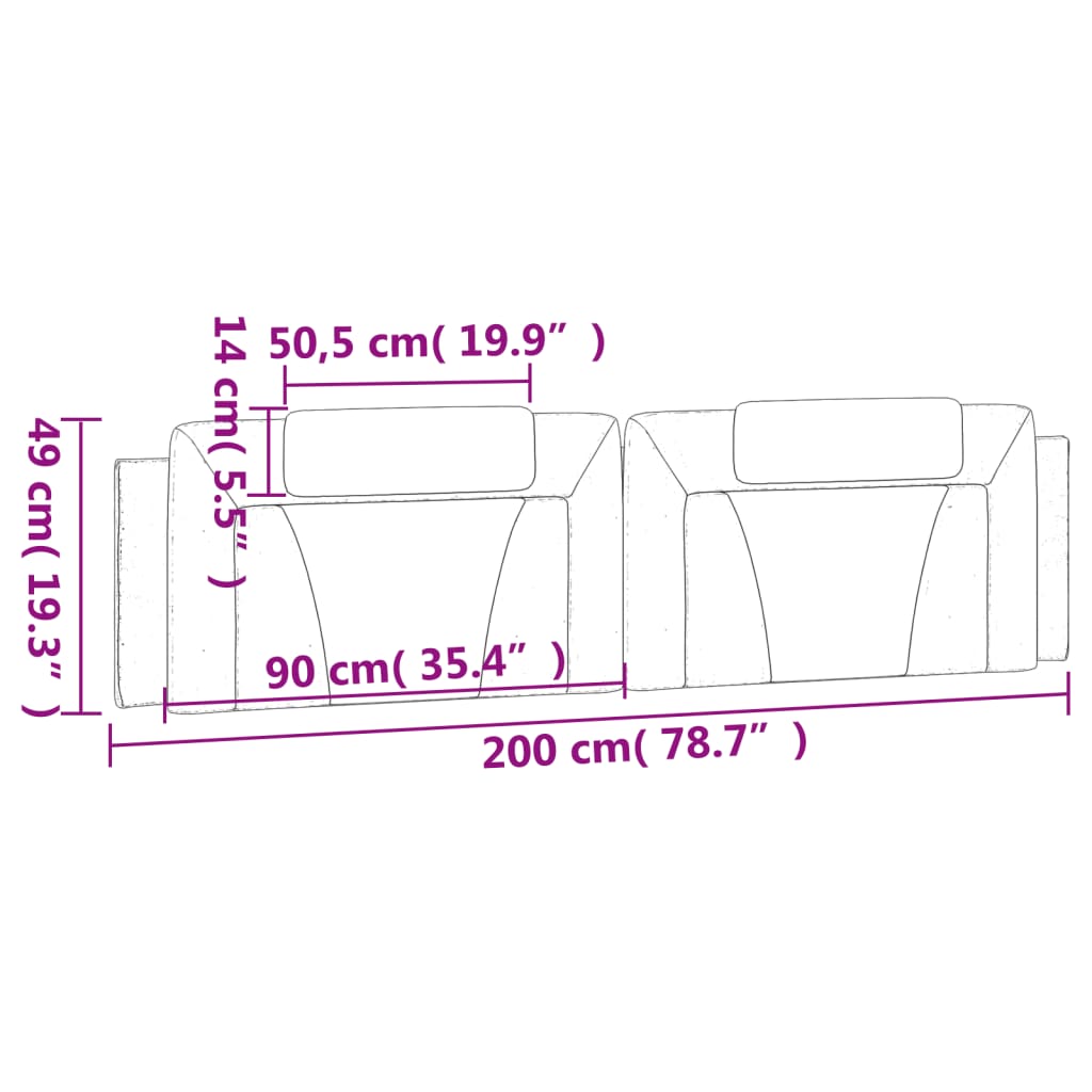 Cuscino Testiera Grigio 200 cm in Similpelle 374817