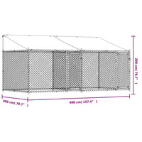 Gabbia Cani con Tetto e Porte Grigia 4x2x2 m in Acciaio Zincato 3209563