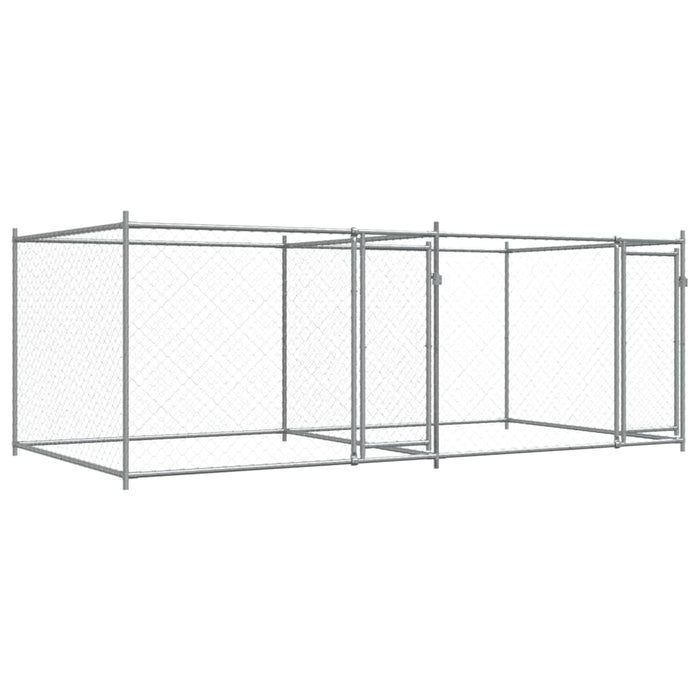 Gabbia per Cani con Porte Grigia 4x2x1,5 m in Acciaio Zincato 3209573