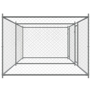 Gabbia per Cani con Porte Grigia 4x2x1,5 m in Acciaio Zincato 3209573