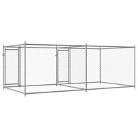 Gabbia per Cani con Porte Grigia 4x2x1,5 m in Acciaio Zincato 3209573