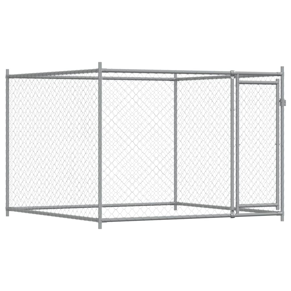 Gabbia per Cani con Porte Grigia 4x2x1,5 m in Acciaio Zincato 3209573