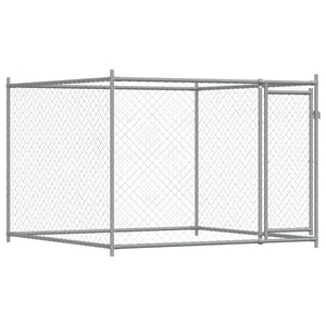 Gabbia per Cani con Porte Grigia 4x2x1,5 m in Acciaio Zincato 3209573