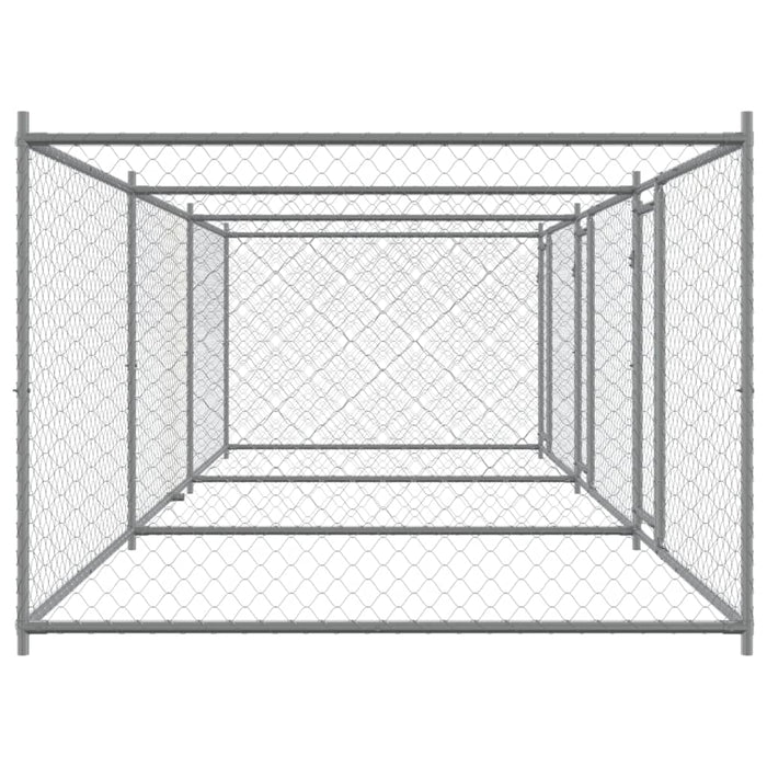 Gabbia per Cani con Porte Grigia 6x2x1,5 m in Acciaio Zincato 3209574