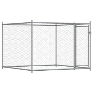 Gabbia per Cani con Porte Grigia 6x2x1,5 m in Acciaio Zincato 3209574