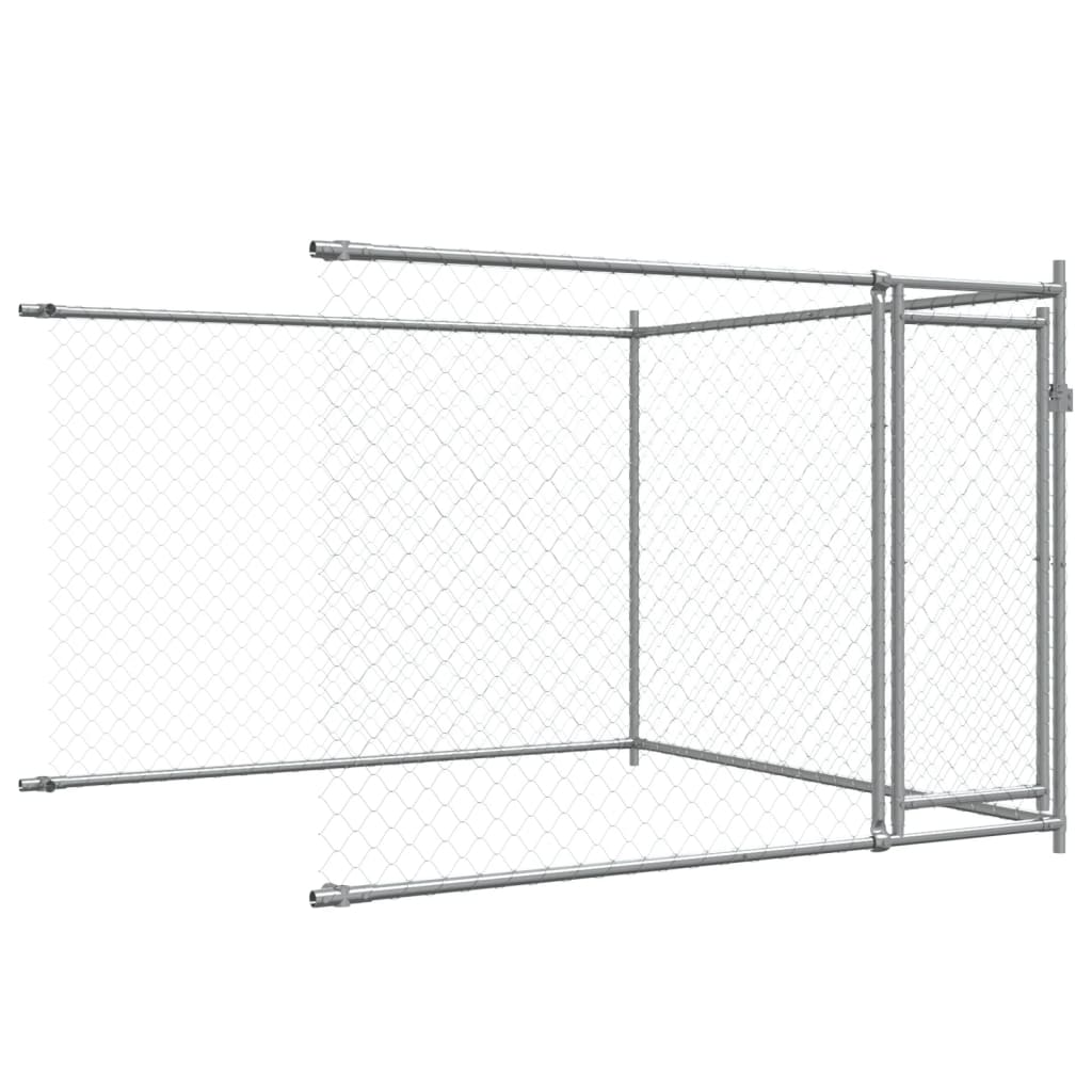 Gabbia per Cani con Porte Grigia 6x2x1,5 m in Acciaio Zincato 3209574