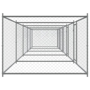 Gabbia per Cani con Porte Grigia 10x2x1,5 m in Acciaio Zincato 3209576