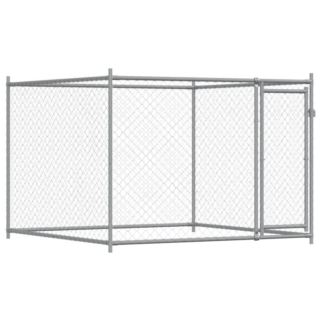 Gabbia per Cani con Porte Grigia 10x2x1,5 m in Acciaio Zincato 3209576