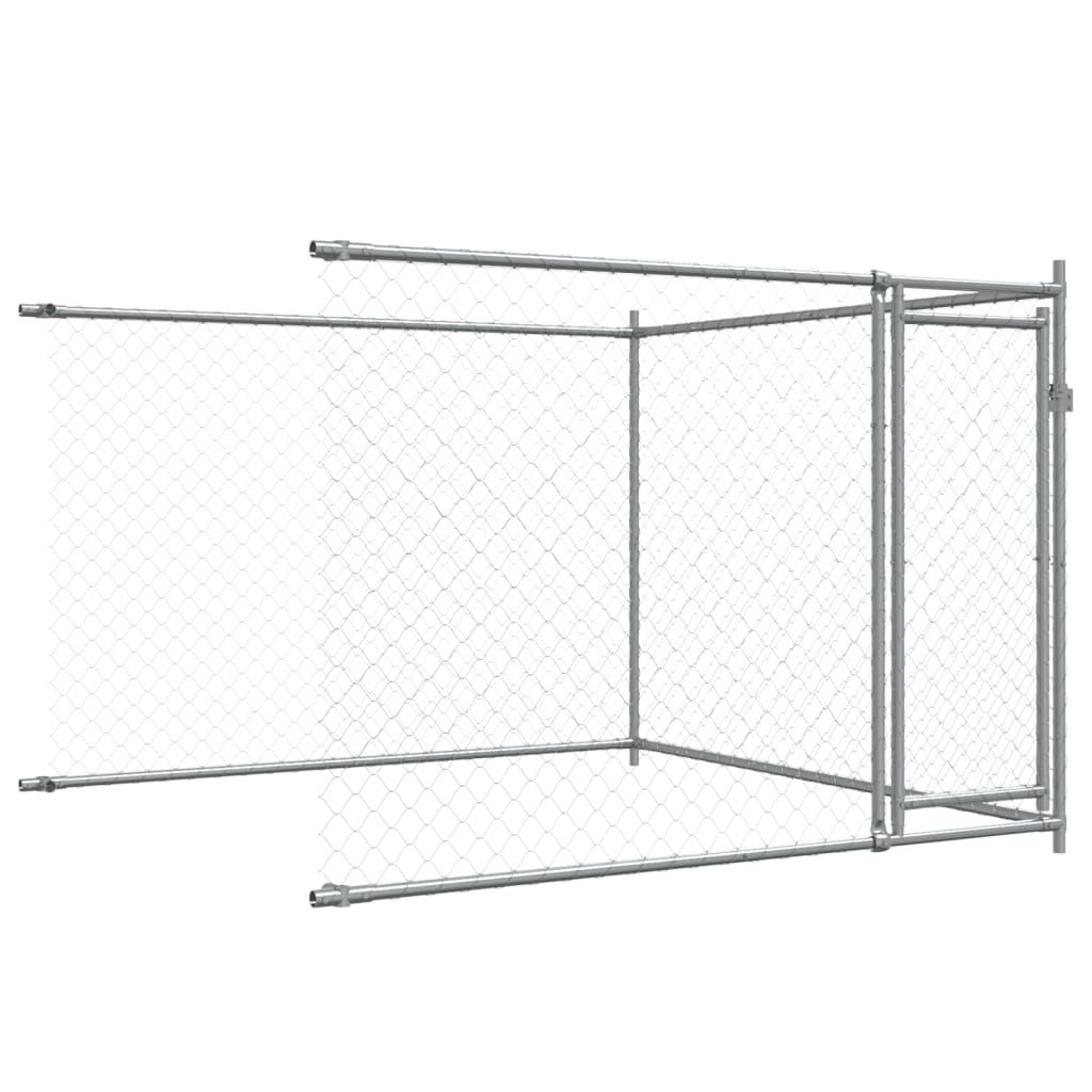 Gabbia per Cani con Porte Grigia 10x2x1,5 m in Acciaio Zincato 3209576