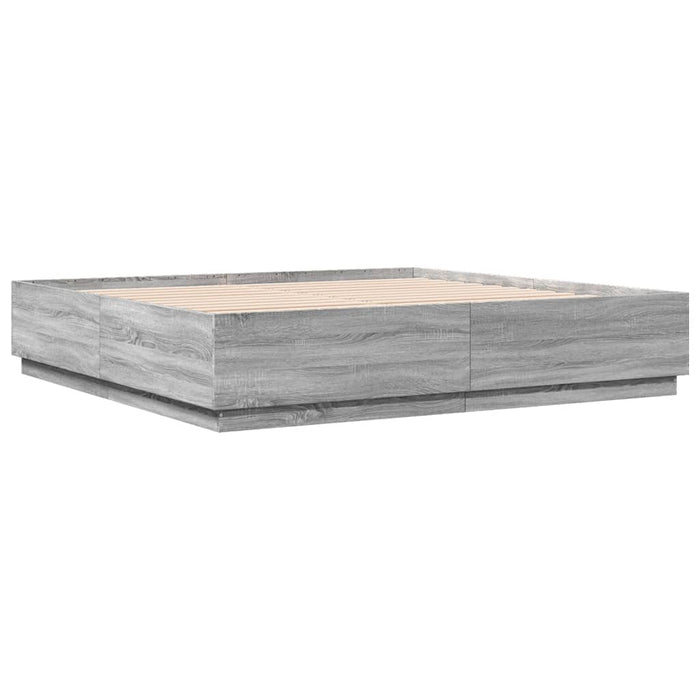 Giroletto Luci LED Grigio Sonoma 180x200 cm Legno Multistrato 3209595