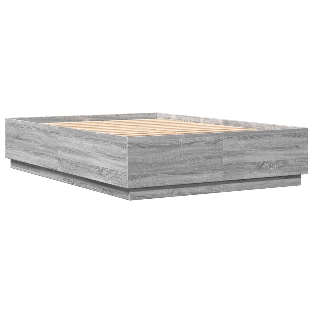 Giroletto Luci LED Grigio Sonoma 160x200 cm Legno Multistrato 3209602