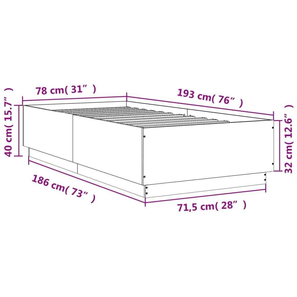 Giroletto Grigio Sonoma 75x190 cm in Legno Multistrato 3209763