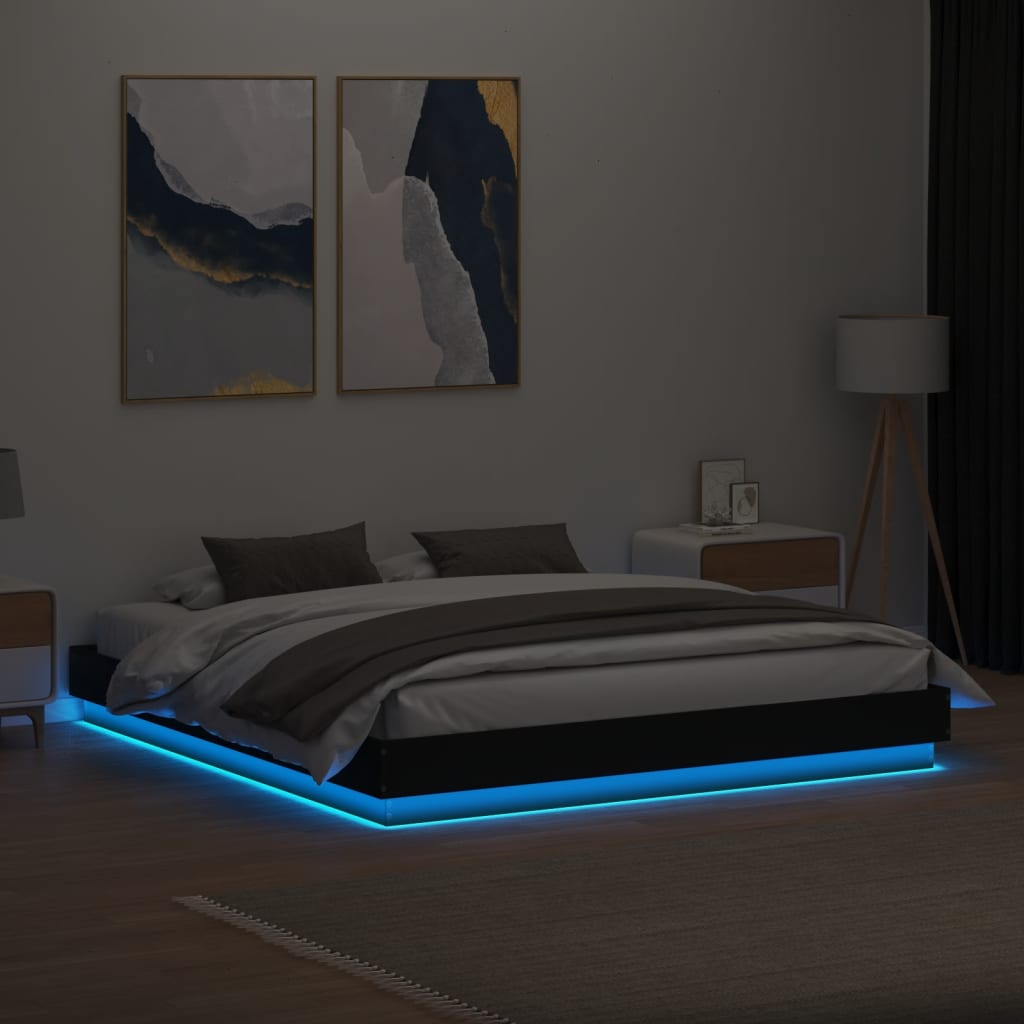 Giroletto con Luci LED Nero 180x200 cm 3209773