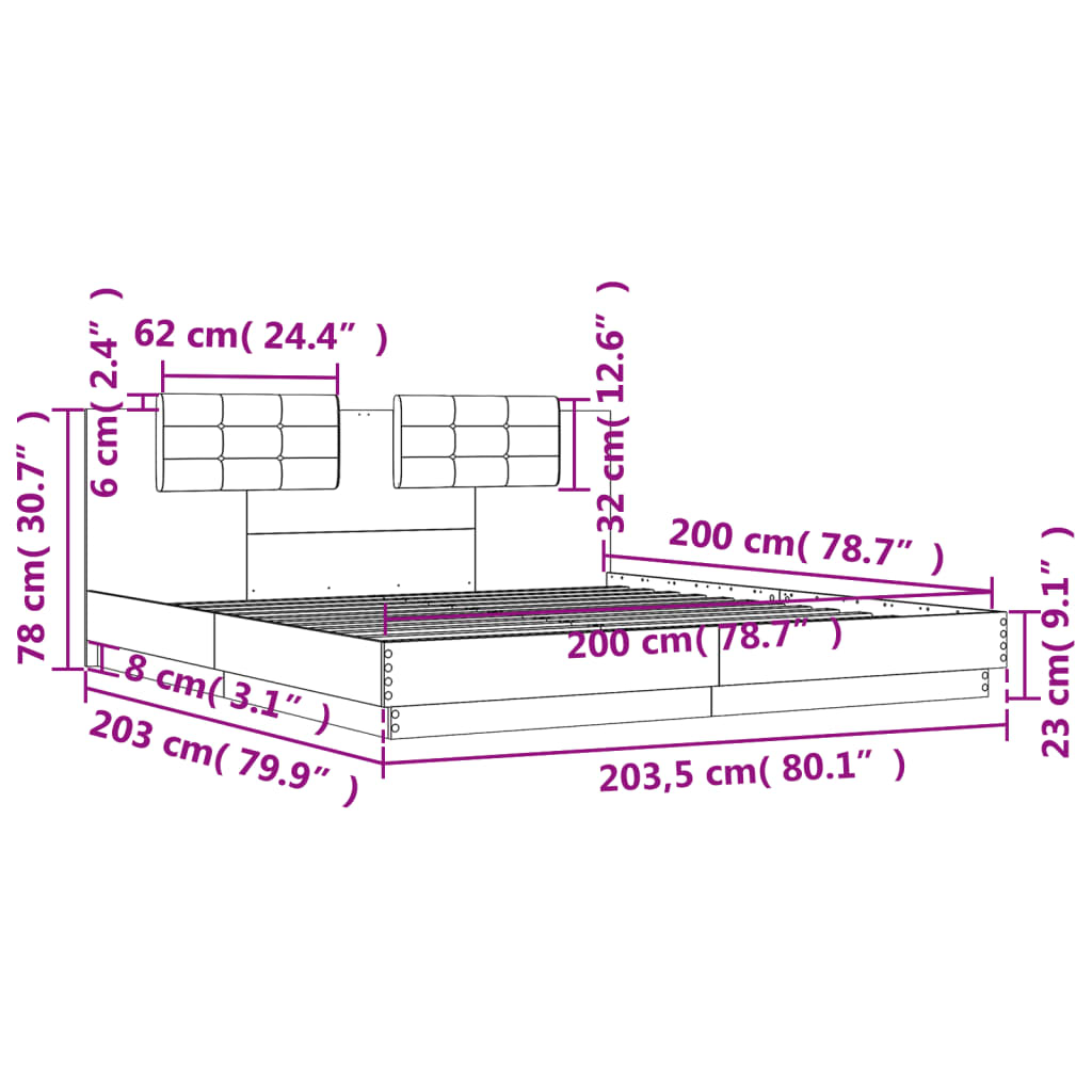 Giroletto Testiera Grigio Cemento 200x200 cm Legno Multistrato 3209894