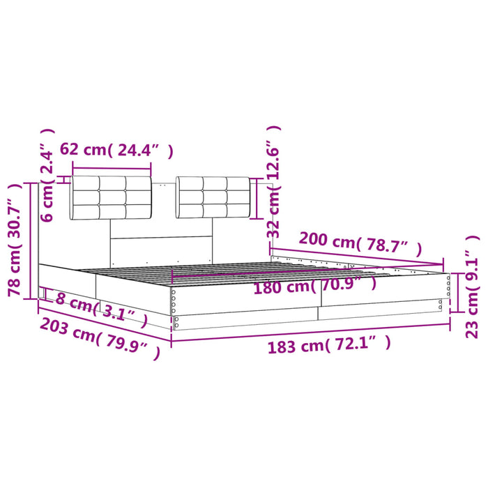 Giroletto Testiera Grigio Cemento 180x200 cm Legno Multistrato 3209901