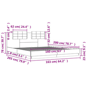 Giroletto Testiera Grigio Cemento 160x200 cm Legno Multistrato 3209908