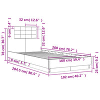 Giroletto con Testiera Rovere Fumo 100x200 cm Legno Multistrato 3209937