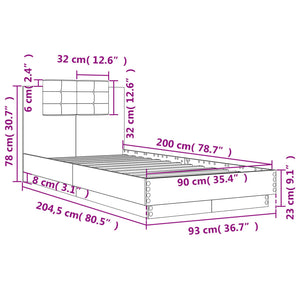 Giroletto con Testiera Bianco 90x200 cm in Legno Multistrato 3209940