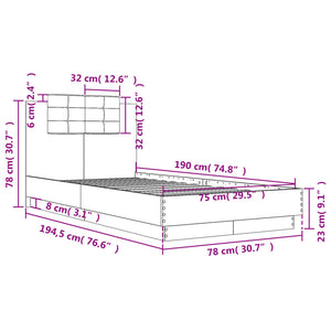 Giroletto con Testiera Grigio Sonoma 75x190cm Legno Multistrato 3209980