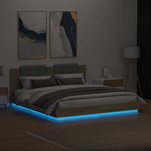 Giroletto con Testiera e LED Rovere Sonoma 160x200 cm 3209998