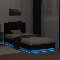 Giroletto con Testiera e LED Nero 90x200 cm 3210032