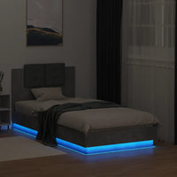 Giroletto con Testiera e LED Grigio Cemento 90x190 cm 3210062