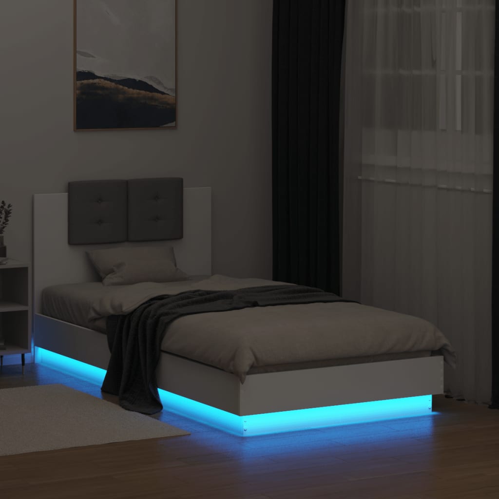 Giroletto con Testiera e LED Bianco 75x190 cm 3210066