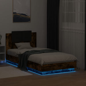 Giroletto con Testiera e LED Rovere Fumo 75x190 cm 3210070