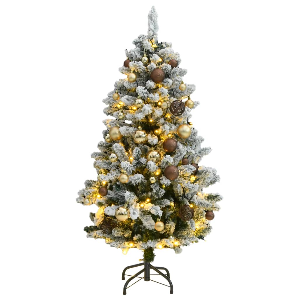 Albero Natale Incernierato con 150 LED e Palline 150 cm 3210090