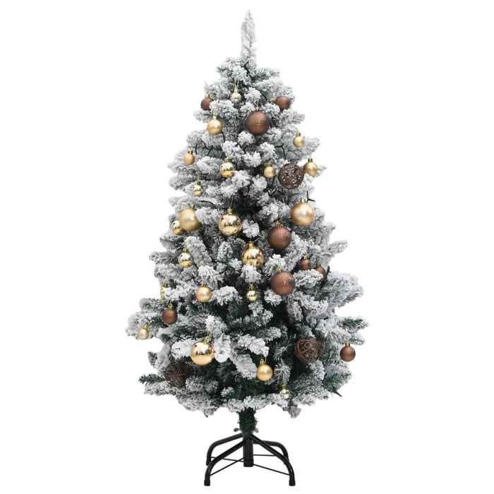 Albero Natale Incernierato con 150 LED e Palline 150 cm 3210090