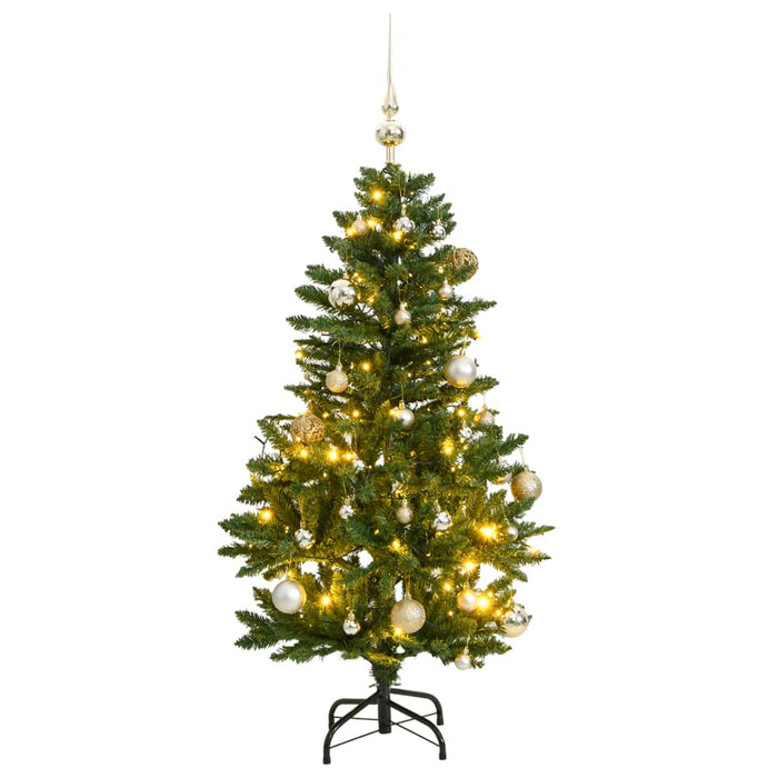 Albero Natale Incernierato con 150 LED e Palline 150 cm 3210094