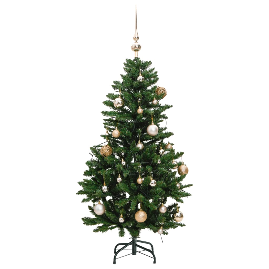 Albero Natale Incernierato con 150 LED e Palline 150 cm 3210094