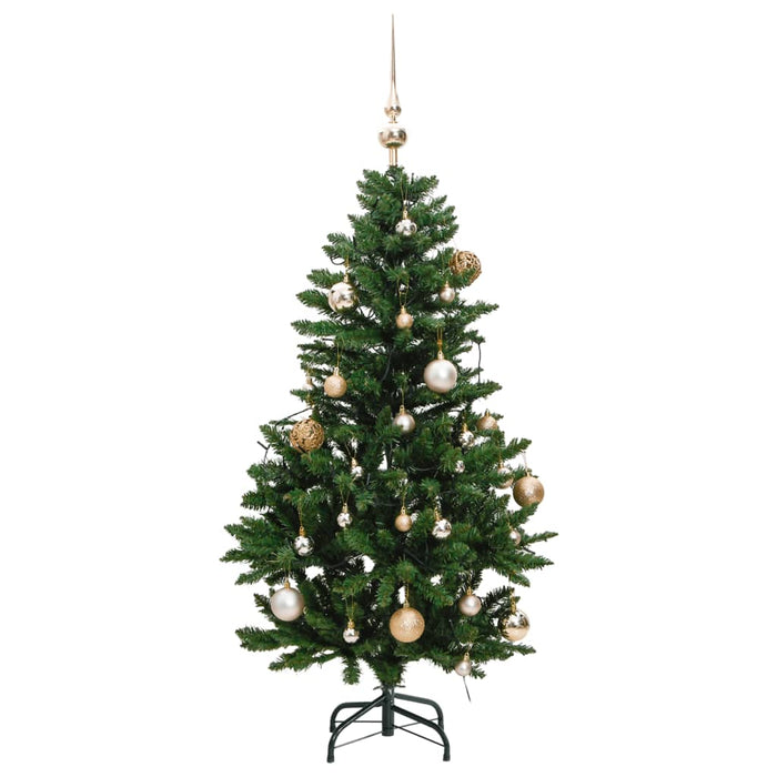 Albero Natale Incernierato con 150 LED e Palline 150 cm 3210094