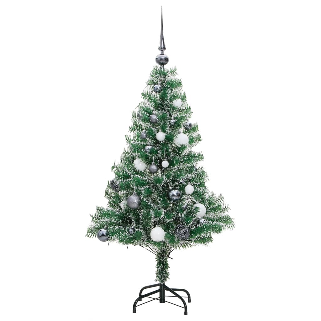 Albero Natale Artificiale 150 LED Palline e Neve Fioccata 120cm 3210099