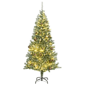 Albero di Natale Artificiale con 300 LED Palline e Neve 180 cmcod mxl 131869